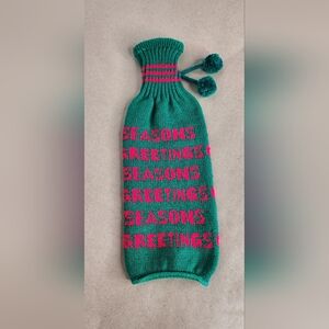 Vintage Knitted Holiday Wine Sleeve